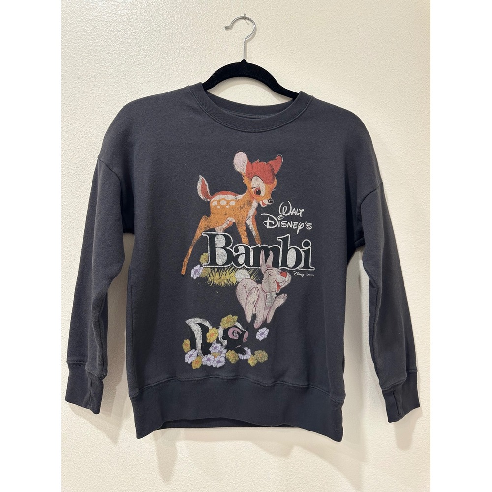 Abercrombie Kids Disney Bambi Thumper Flower Graphic Sweatshirt Grey 9/10